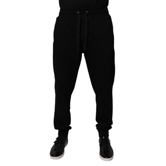 Dolce & Gabbana Black Cotton Mid Waist Jogger SweatMen's Men's Pants